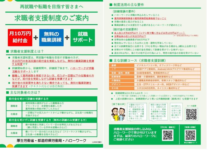 求職者支援制度のご案内